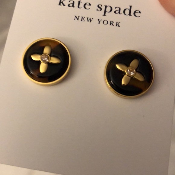 Kate Spade Gold Tone & Faux Tortoise Breeze Along Round Stud Earrings NWT - Picture 5 of 12